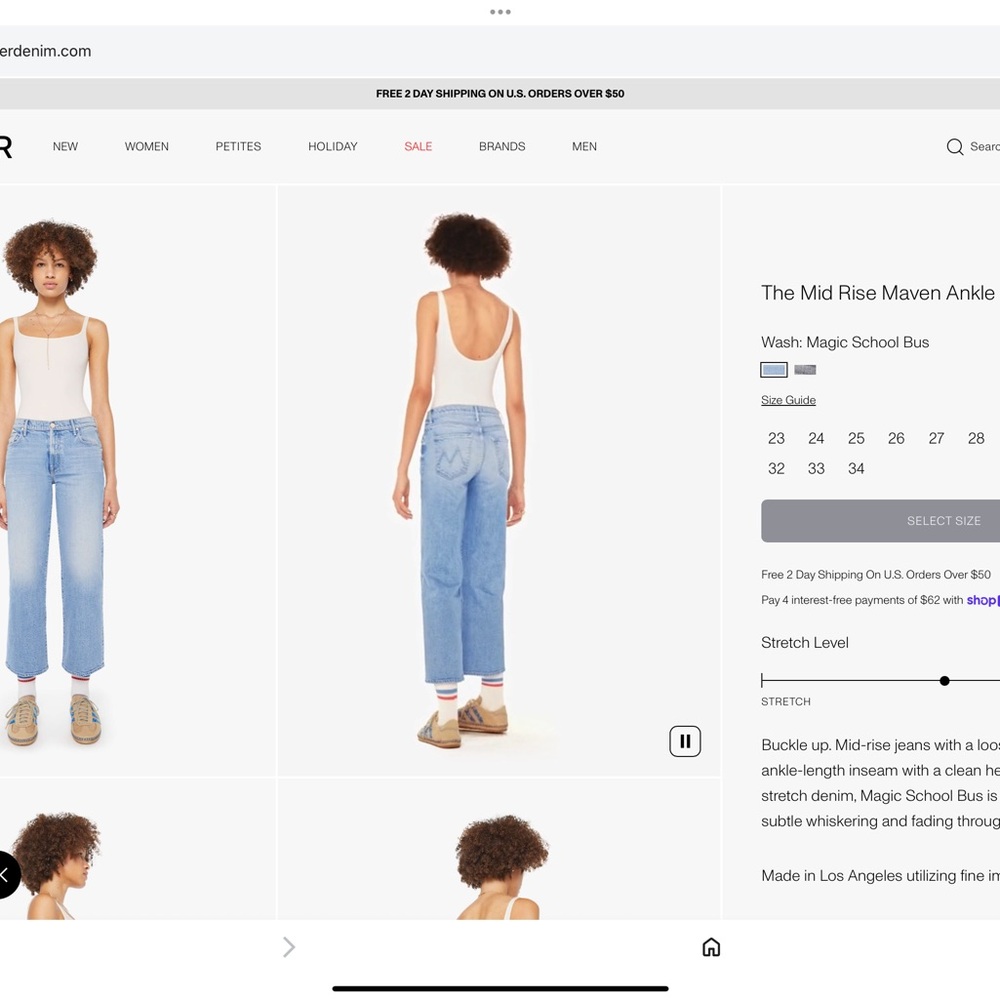 NWT MOTHER Maven Mid Rise Ankle Jeans Magic School Bus 28